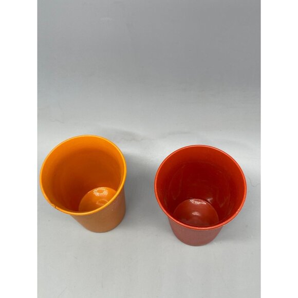vintage tupperware set of 2 cups drinkware plastic 3.5x3" orange READ - Picture 2 of 6